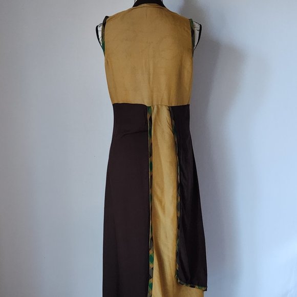 Dry Clean Only Lagenlook Mandarin Layered Maxi Dress Sleeveless Multicolor - Picture 4 of 9